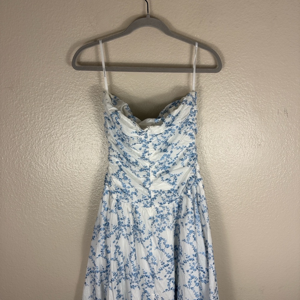 MAJORELLE Olenna Midi Dress in White & Blue - Picture 7 of 9